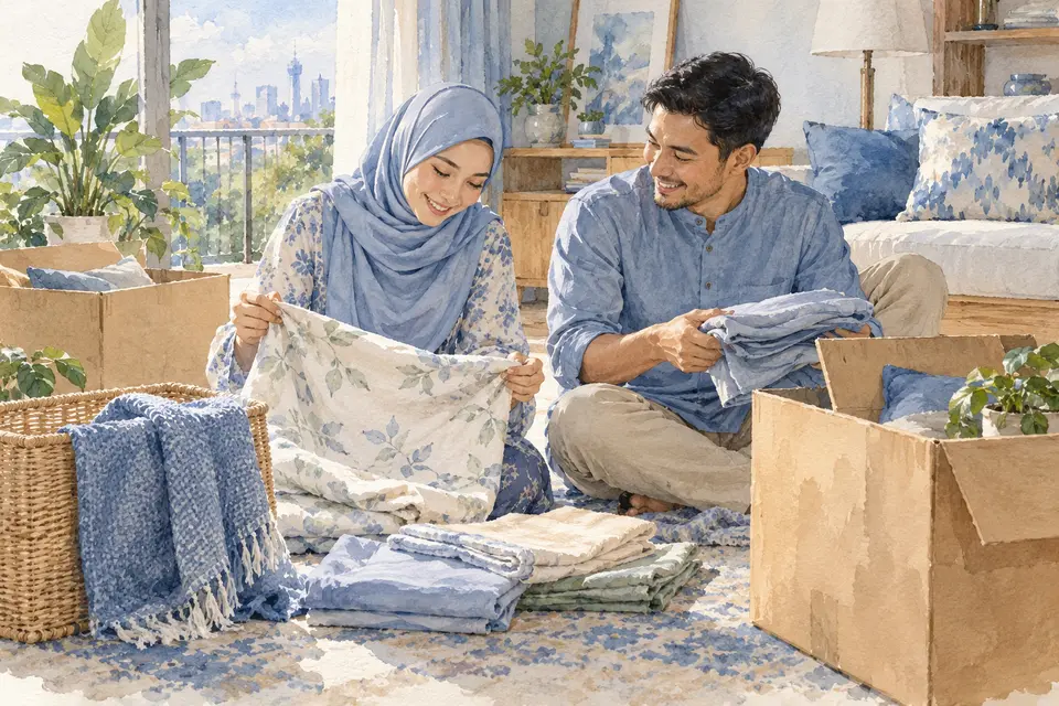 Pasangan bersedia membina kehidupan bersama di rumah.