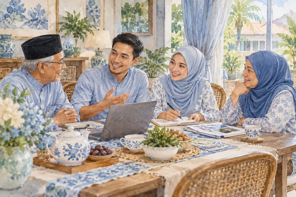 Dua keluarga berbincang tentang rancangan perkahwinan.