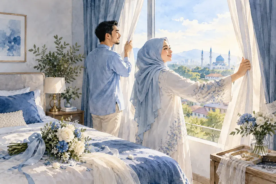 Pasangan memulakan pagi pertama di rumah bersama.