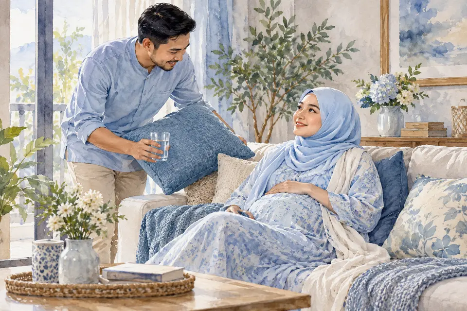 Sokongan pasangan kepada isteri yang sedang hamil.