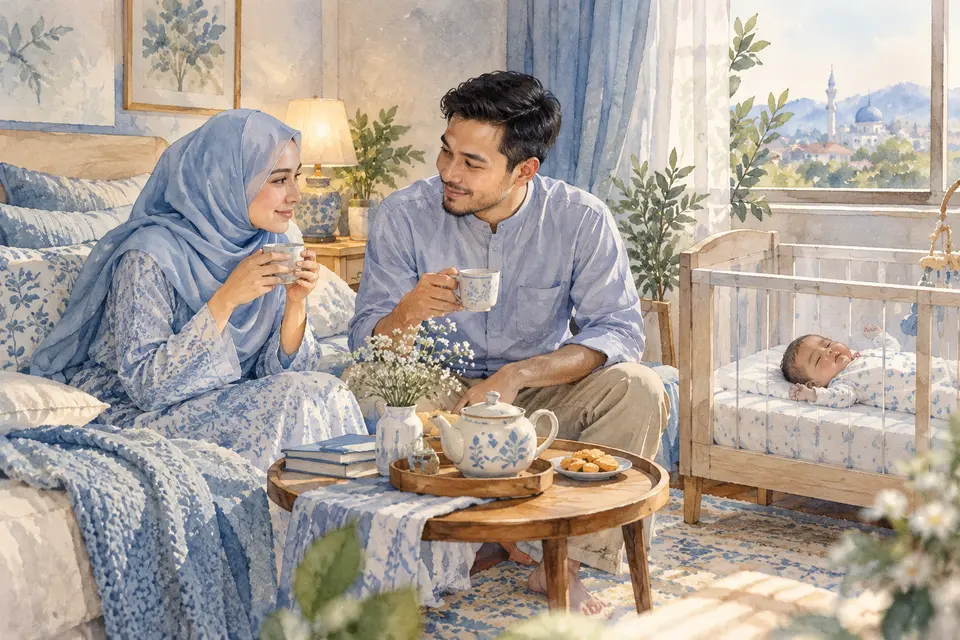 Ibu bapa mengambil ruang bersama ketika bayi tidur.