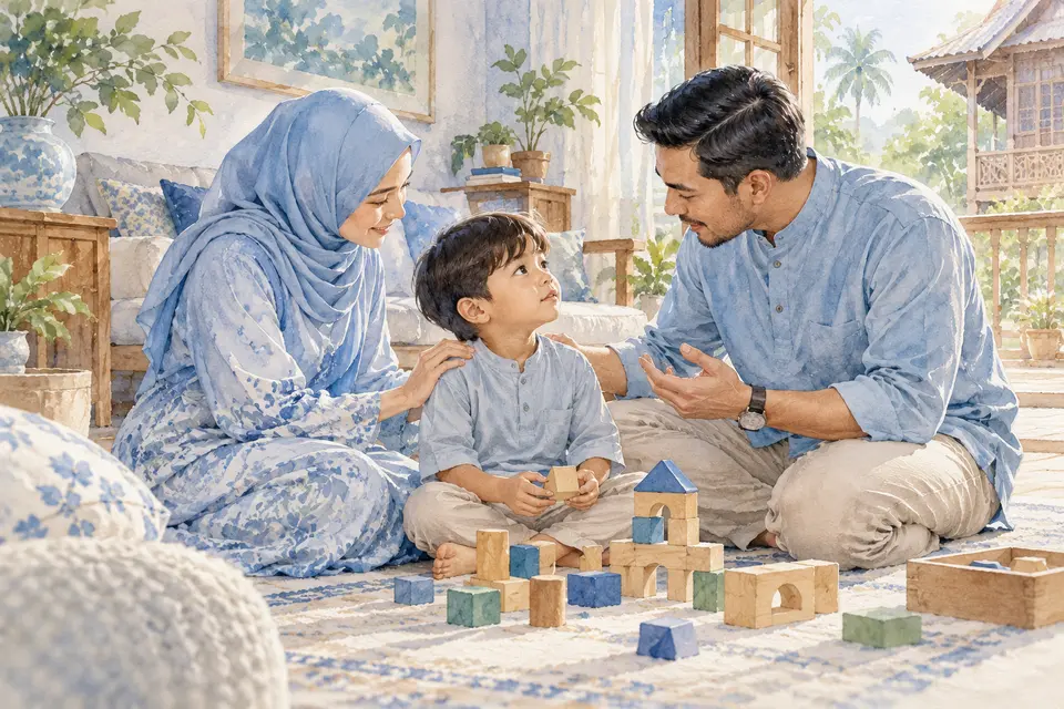 Ibu bapa berbincang tentang cara mendidik anak.
