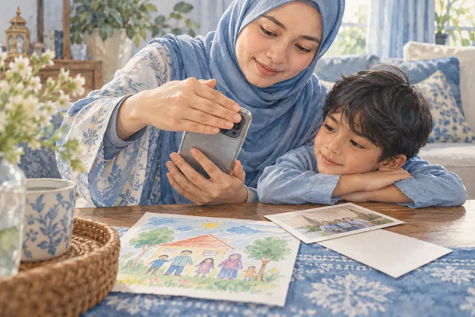 Ibu bapa menjaga privasi gambar anak.